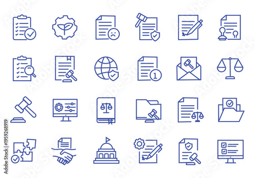 Regulation icon set. Editable line icons. Vector illustration.