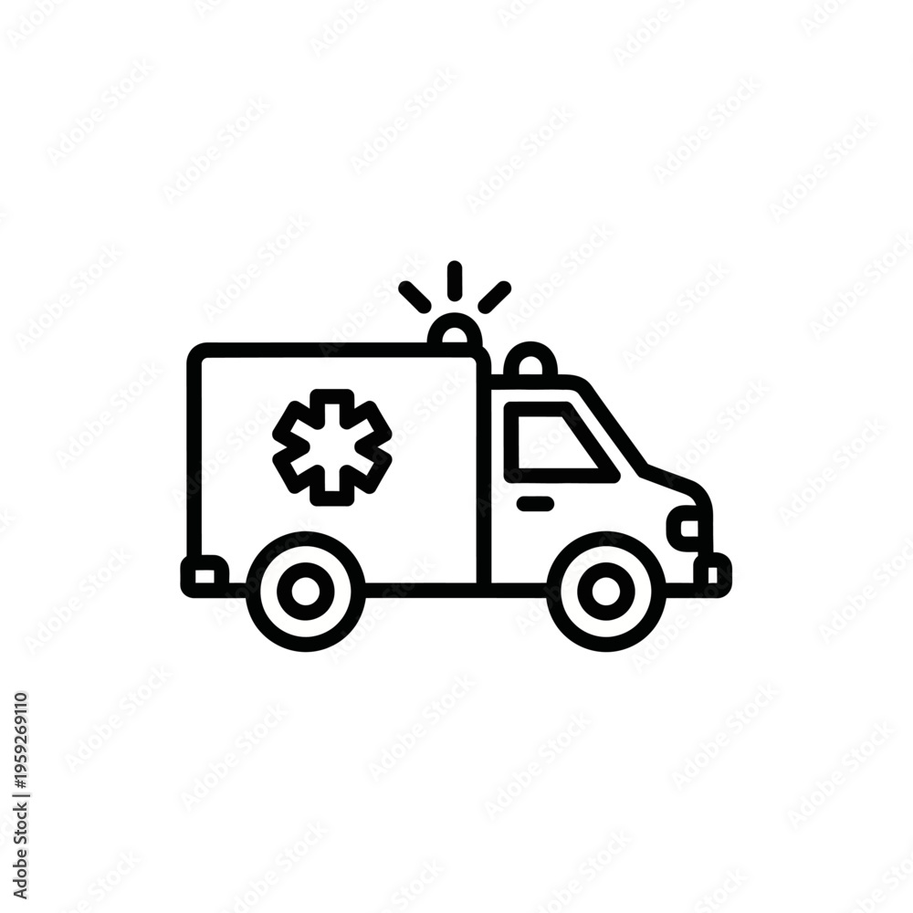 Fototapeta premium Simple Line Art Illustration of an Ambulance Vehicle for Emergency Medical Services