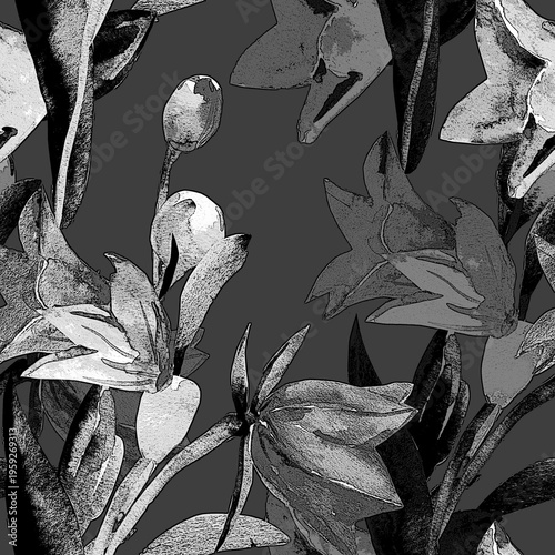 Spring wildflowers. Image on white and colored background. Seamless pattern.