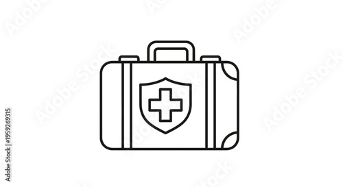 First Aid Kit Icon, Medical Emergency Bag, Health Care Symbol, Emergency Medical Supplies