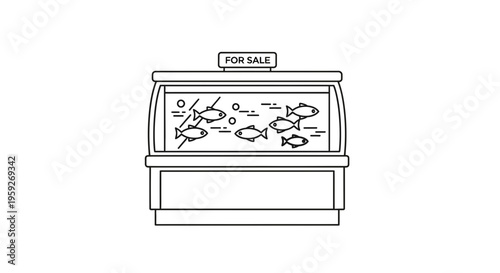 Fish Tank Display For Sale Sign in Store