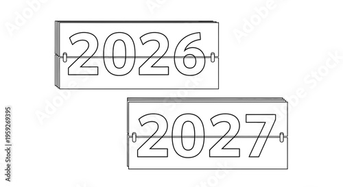 Flip Calendar Showing Year 2026 and 2027, Future Planning, Time Passing