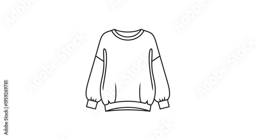 Fashion illustration of a casual sweatshirt with balloon sleeves and ribbed cuffs, isolated on white