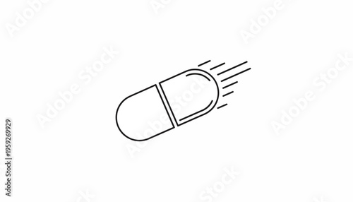Fast Acting Pill Icon, Speeding Capsule, Medical Treatment, Quick Relief Concept