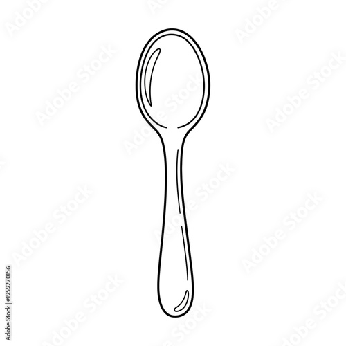 Simple Line Drawing of a Spoon for Minimalist Kitchen Design