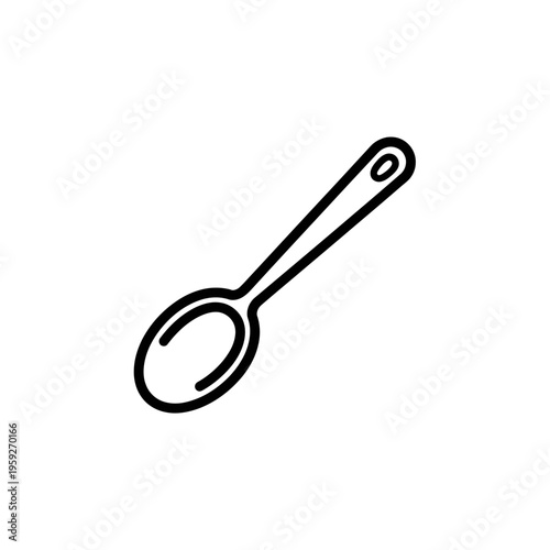 Simple Line Drawing of a Spoon for Kitchen and Cooking Concepts