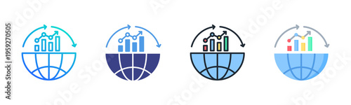 Statistics icon set multiple style collection