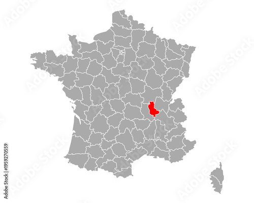 Karte von Rhone in Frankreich