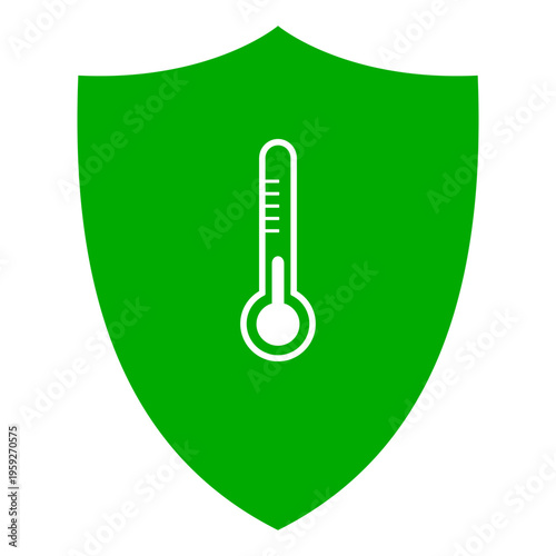 Thermometer und Schild