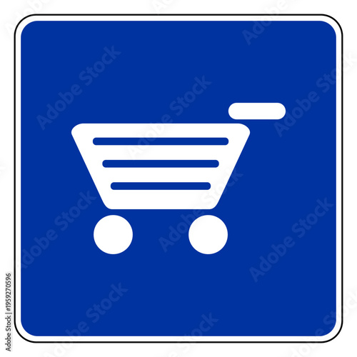 Warenkorb und Schild