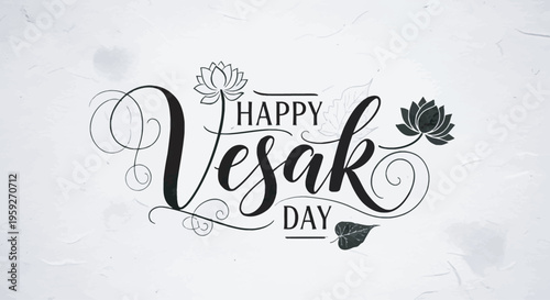 Happy Vesak Day Hand Lettering Calligraphy Illustration