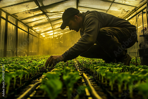 spring work with seedlings in the greenhouse