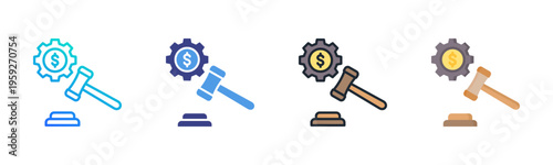 Auction icon set multiple style collection