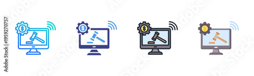 Auction icon set multiple style collection