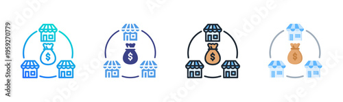 Store icon set multiple style collection