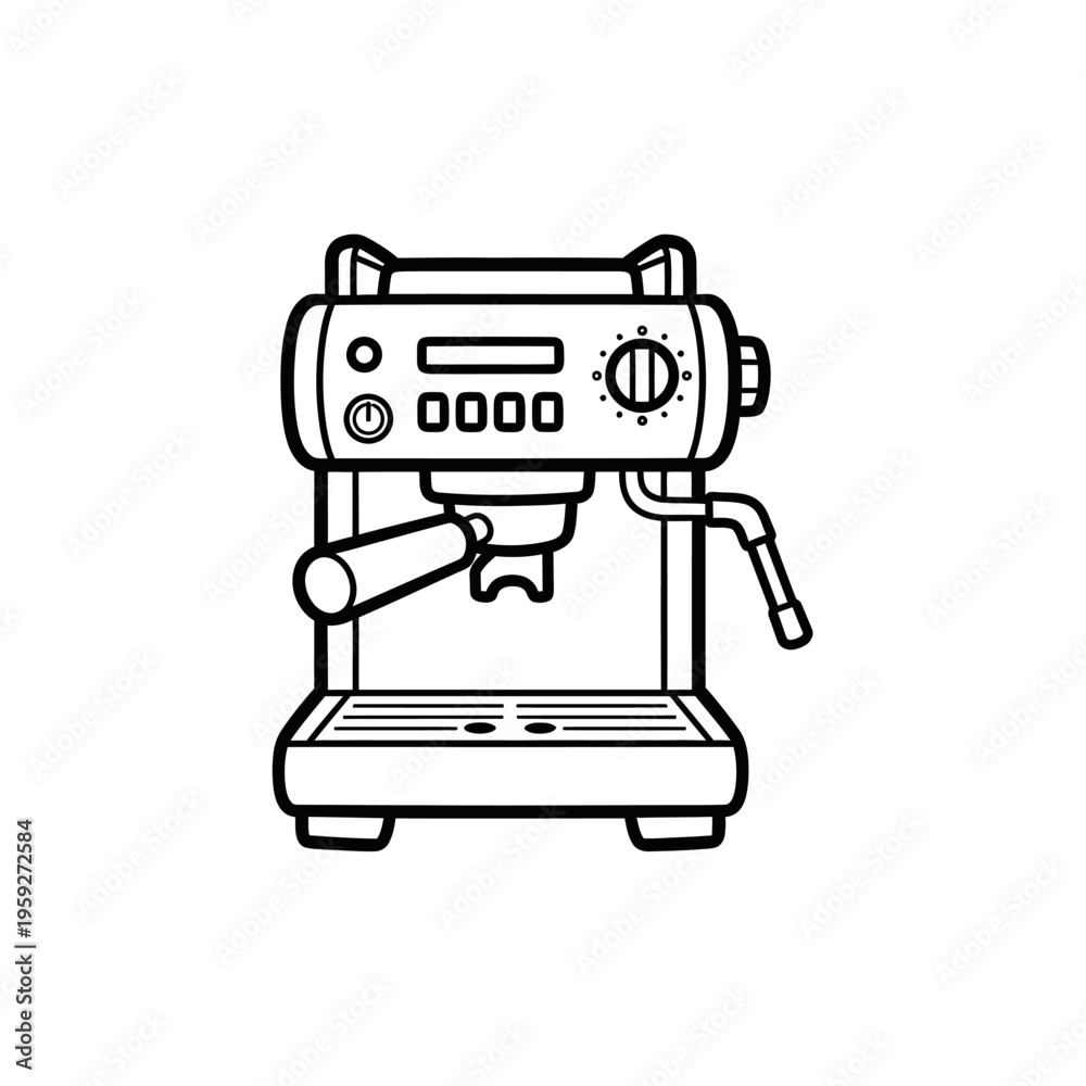 Fototapeta premium Simplified Coffee Machine Illustration for Food and Beverage Concepts