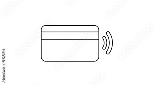 Contactless Payment Icon: Credit Card with Wireless Signal Waves