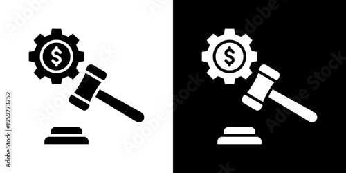 Auction Icon Set Vector Collection Isolated In Black And White