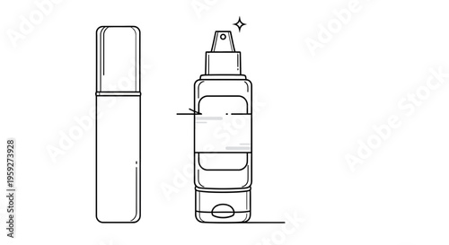 Cosmetic Spray Bottle Icon Set: Closed and Open Atomizer for Skincare and Beauty