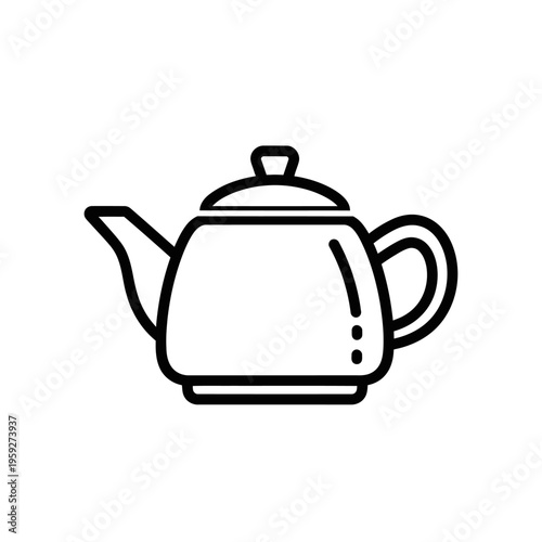Stylish Modern Teapot Icon for Kitchenware and Beverage Illustration