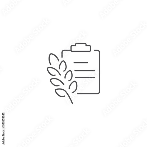 Line Drawing Icon of Clipboard with Wheat Sheaf.
