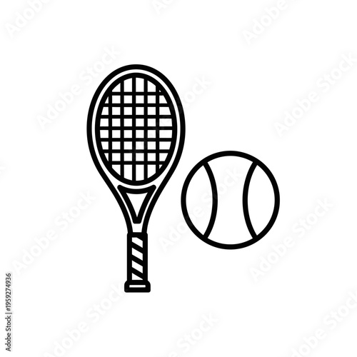 Tennis Racket and Ball for Sports and Recreation Activities