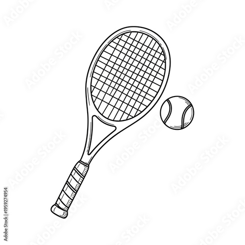 Tennis Racket and Ball Illustration for Sports and Recreation