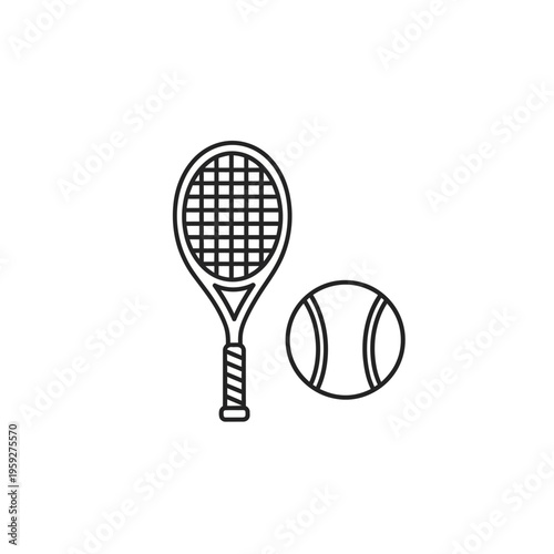 Tennis Racket and Ball on White Background for Sports and Recreation
