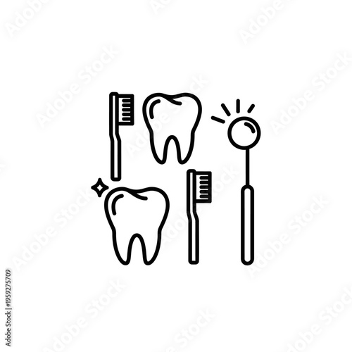 Toothbrushes and Tooth Illustration for Oral Hygiene and Dental Care