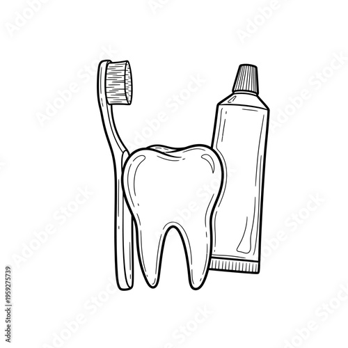 Toothbrush, Toothpaste, and Dental Floss Set for Oral Hygiene Care