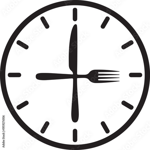 Lunch time icon. Restaurant logo template. Vector illustration isolated on white background.