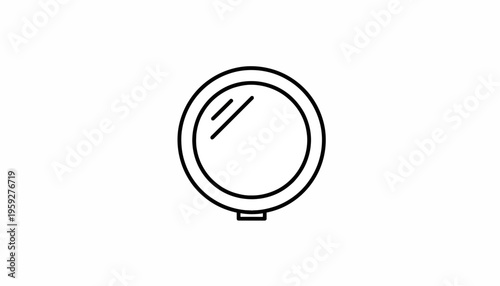 Compact Mirror Icon, Beauty and Makeup Symbol, Simple Line Art