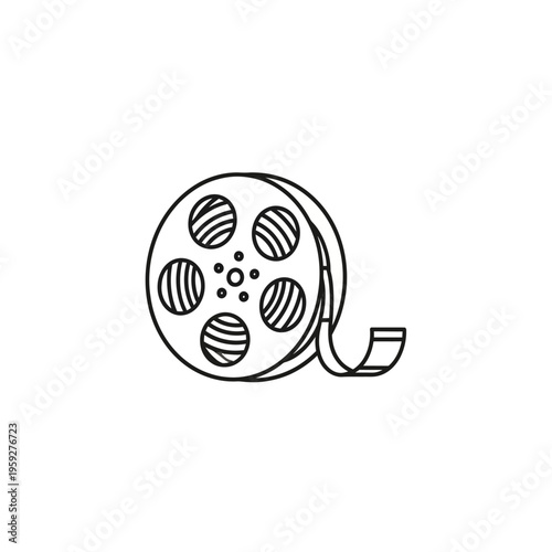Vintage Film Reel Illustration with Artistic Line Drawing Style