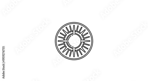 Compass Rose Icon, Nautical Navigation Symbol, Sunburst Design, Vector Illustration