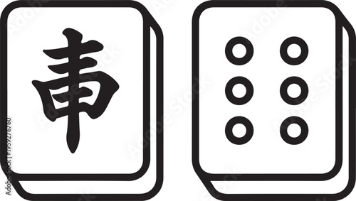 Mahjong icon.Flat silhouette version.