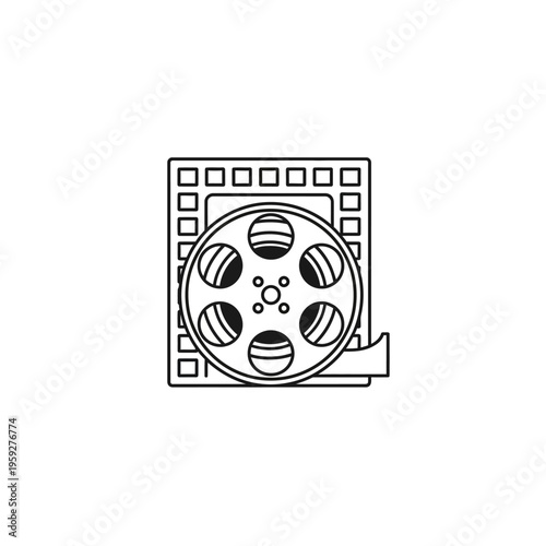 Vintage Film Reel with Classic Movie Camera on Retro Background