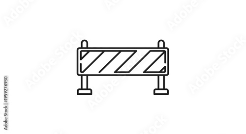 Construction barrier, road block, safety fence, traffic control, warning sign, vector illustration