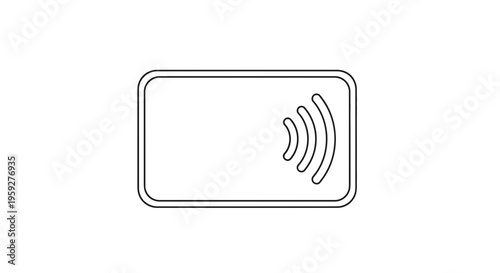 Contactless Payment Card Icon with Wi-Fi Signal Waves, White Background