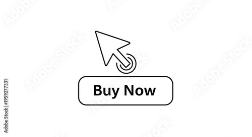 Clicking Buy Now Button with Cursor Icon, Online Shopping and E-commerce Concept