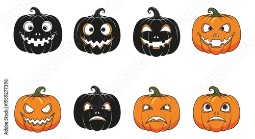 Halloween Pumpkin Faces - Spooky & Funny Jack-o-lantern Expressions Collection
