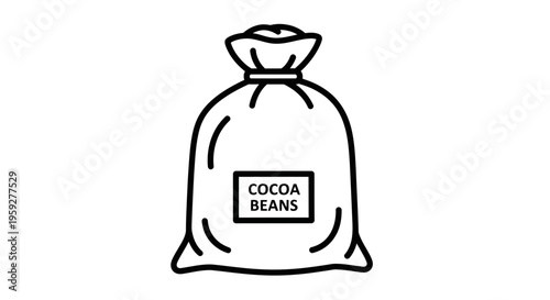 Cocoa Beans Bag Icon - Raw Cacao Ingredient for Chocolate Production