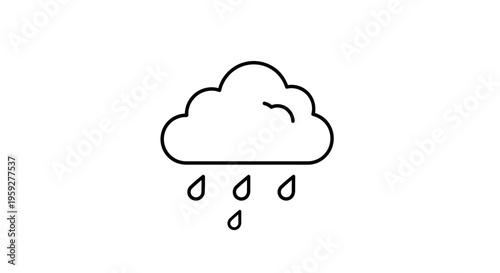 Cloudy Rain Icon - Simple Weather Symbol