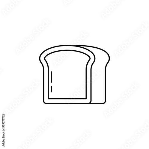 Simple Line Drawing of Two Adjacent Bread Slices.