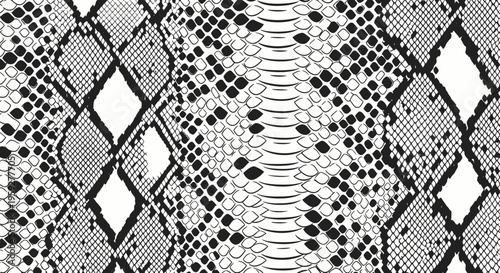 Black and White Snake Skin Pattern Texture - Reptile Scales Seamless Background