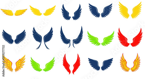 Collection of Colorful Wing Icons - Angelic, Abstract, and Stylized Designs