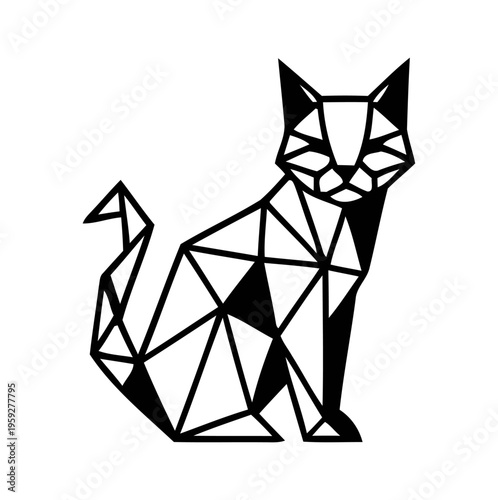 Vector Illustration of Black and White Cat 5