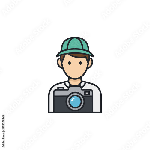 Young Photographer with Camera Wearing Cap Exploring Creative Photography