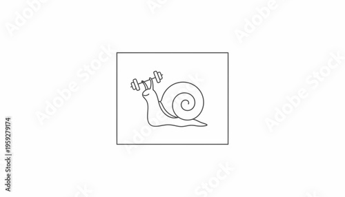 Funny Snail Lifting Weights, Strength and Determination Concept