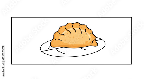 Golden Baked Empanada on a Plate, Delicious Pastry, Savory Snack