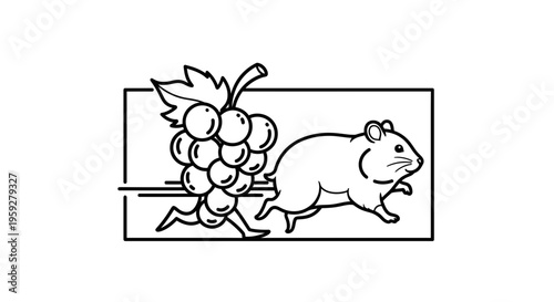 Hamster Running With Grapes
